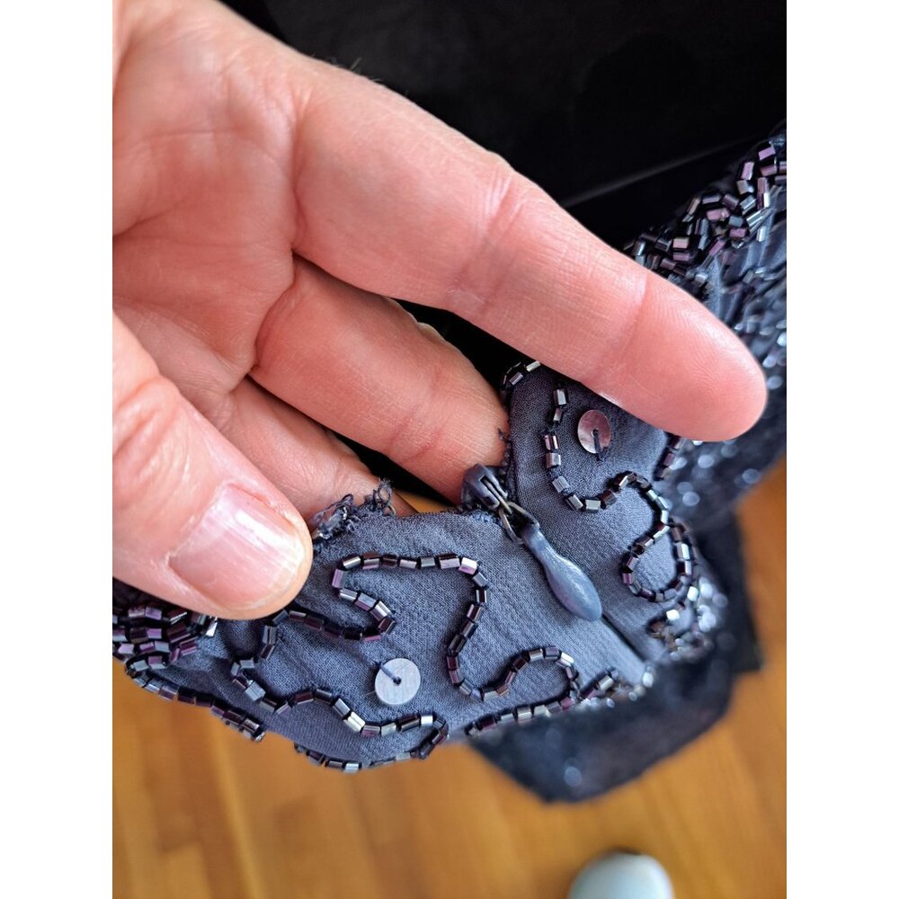 Andretta Donnatello Beaded Halter Neck Maxi Gown Dress Open Back Silk L Formal - Picture 6 of 13